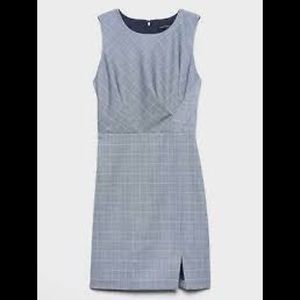 Banana republic sheath dress blue window pane size 8
